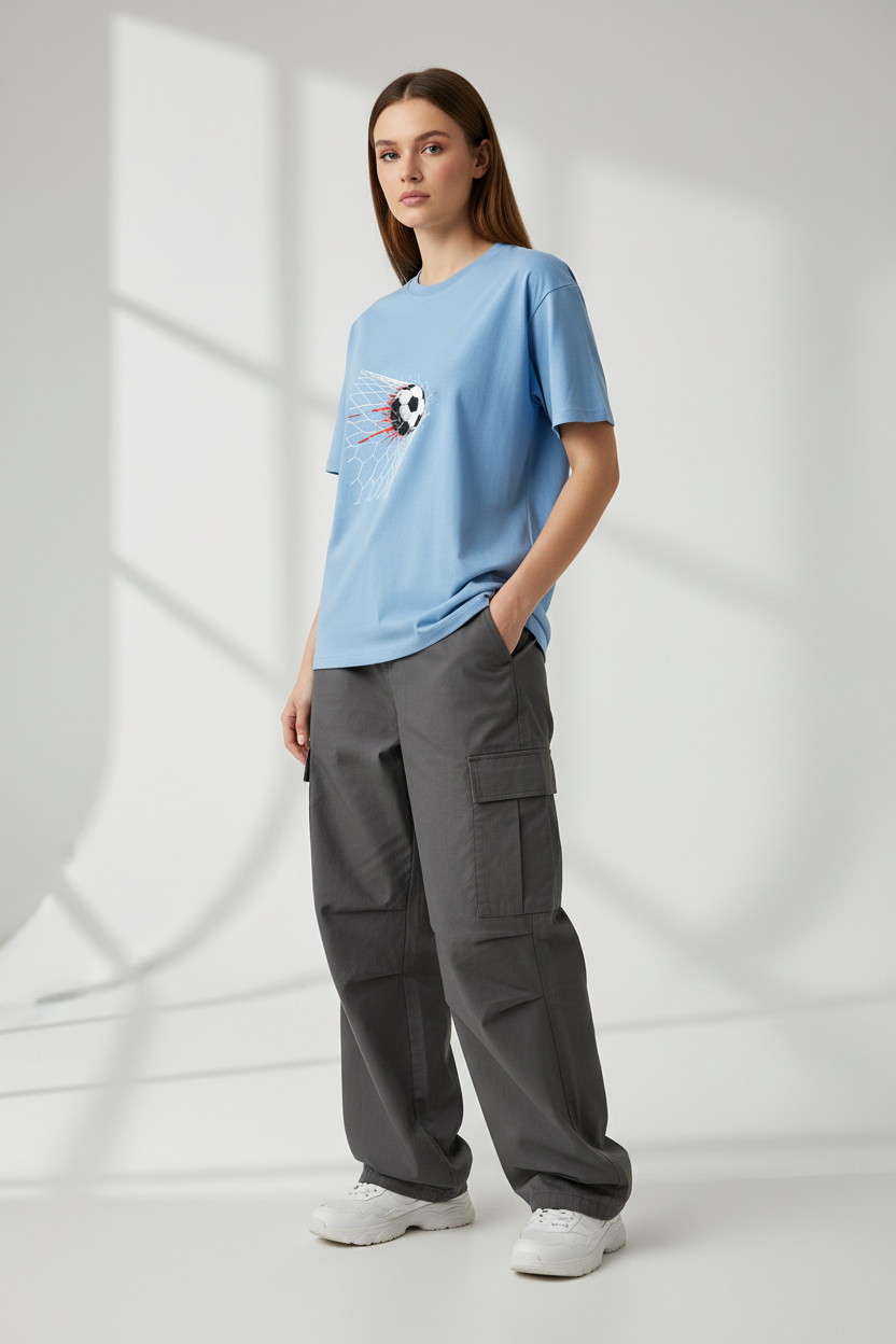 Baby Blue - Female Model Front Three-Quarter