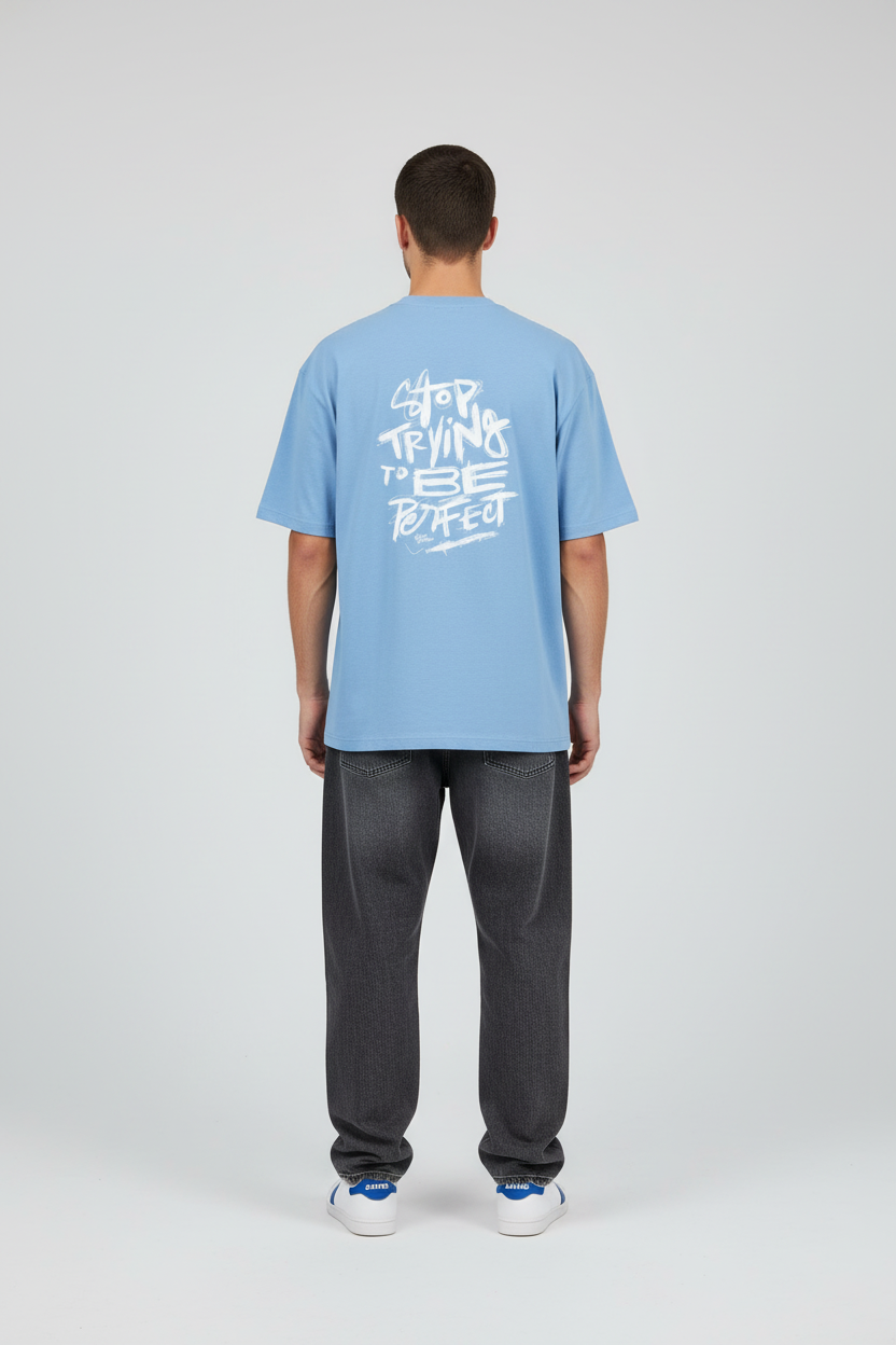 Baby Blue male back view showing design