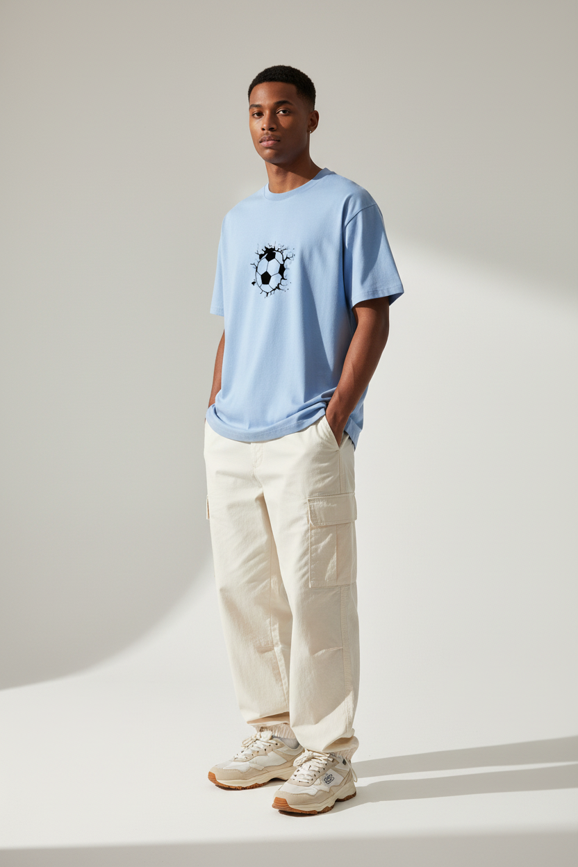 Baby Blue - Male Model Front Three-Quarter