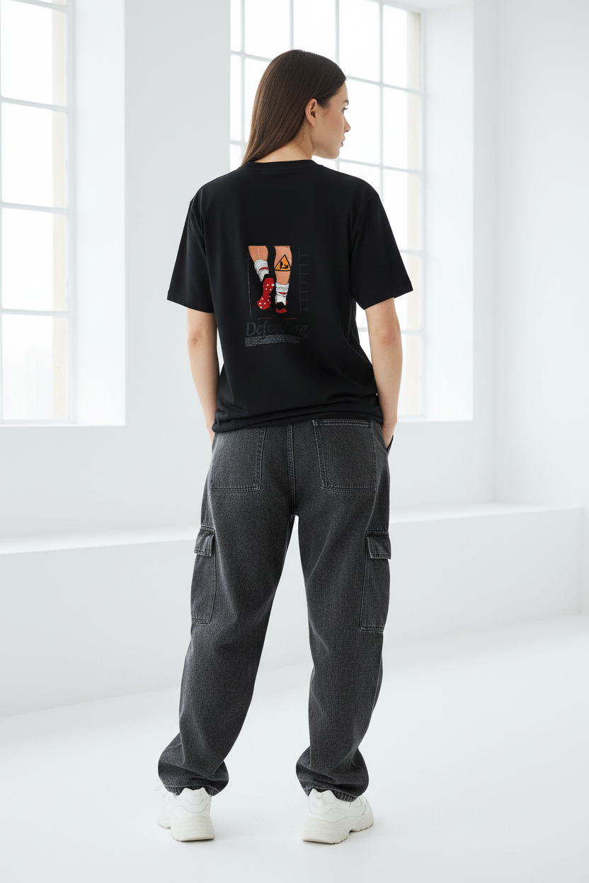 Black - Female Model Back View