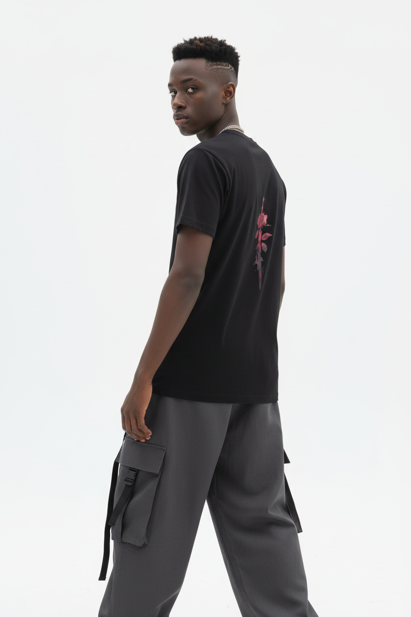 Black male - serene over shoulder back view