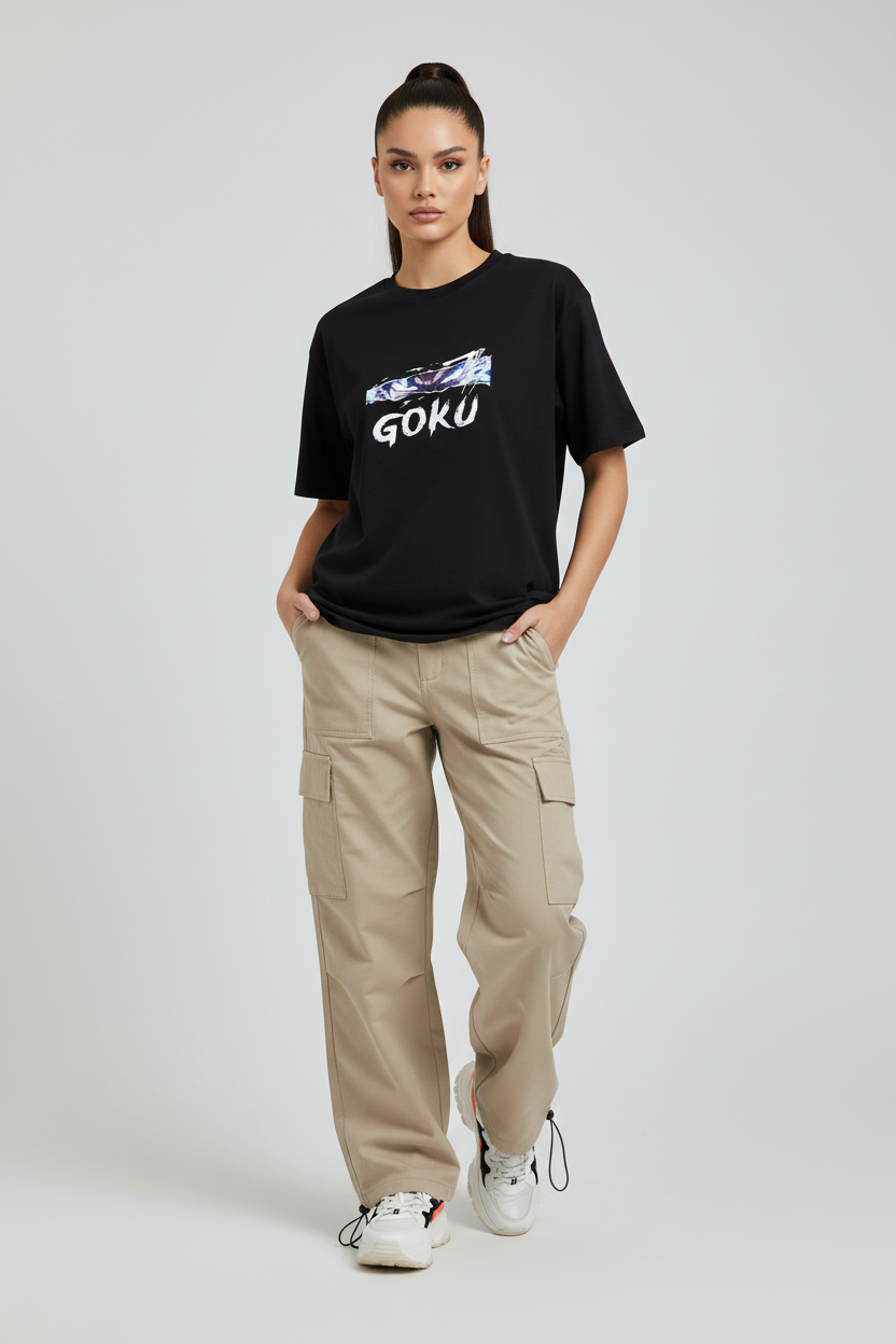 Female model - Black Goku2 T-shirt