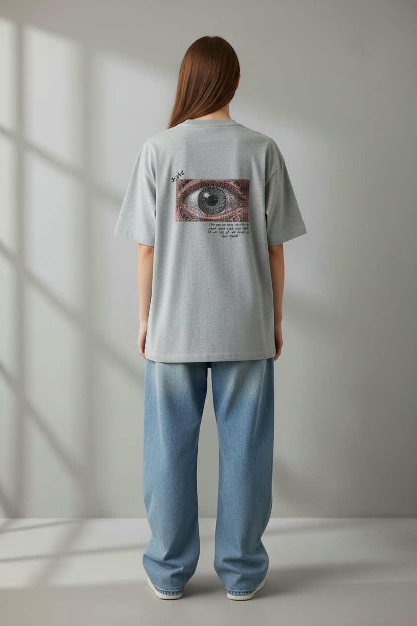 Grey Melange back view with design