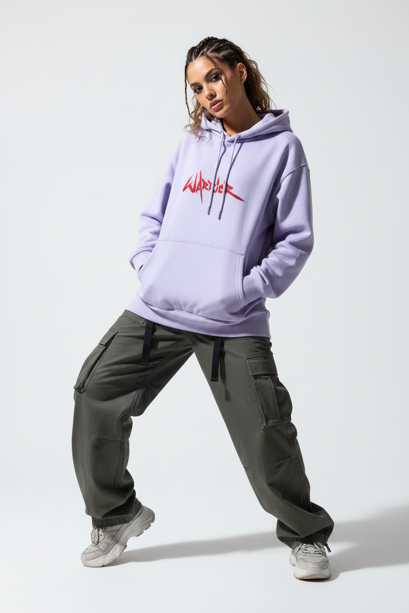 Lavender female - hands in hoodie pocket pose