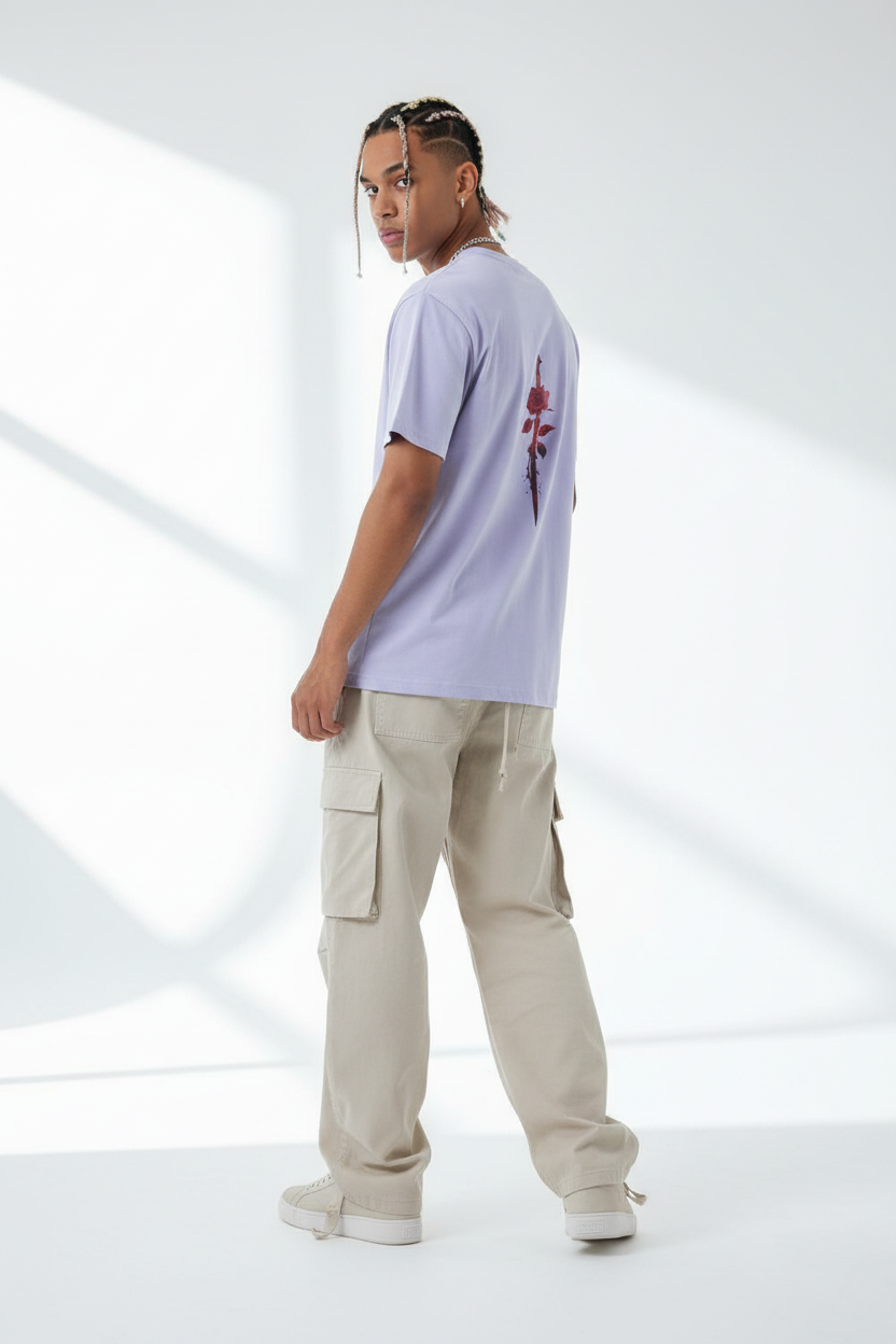 Lavender male - serene over shoulder back view