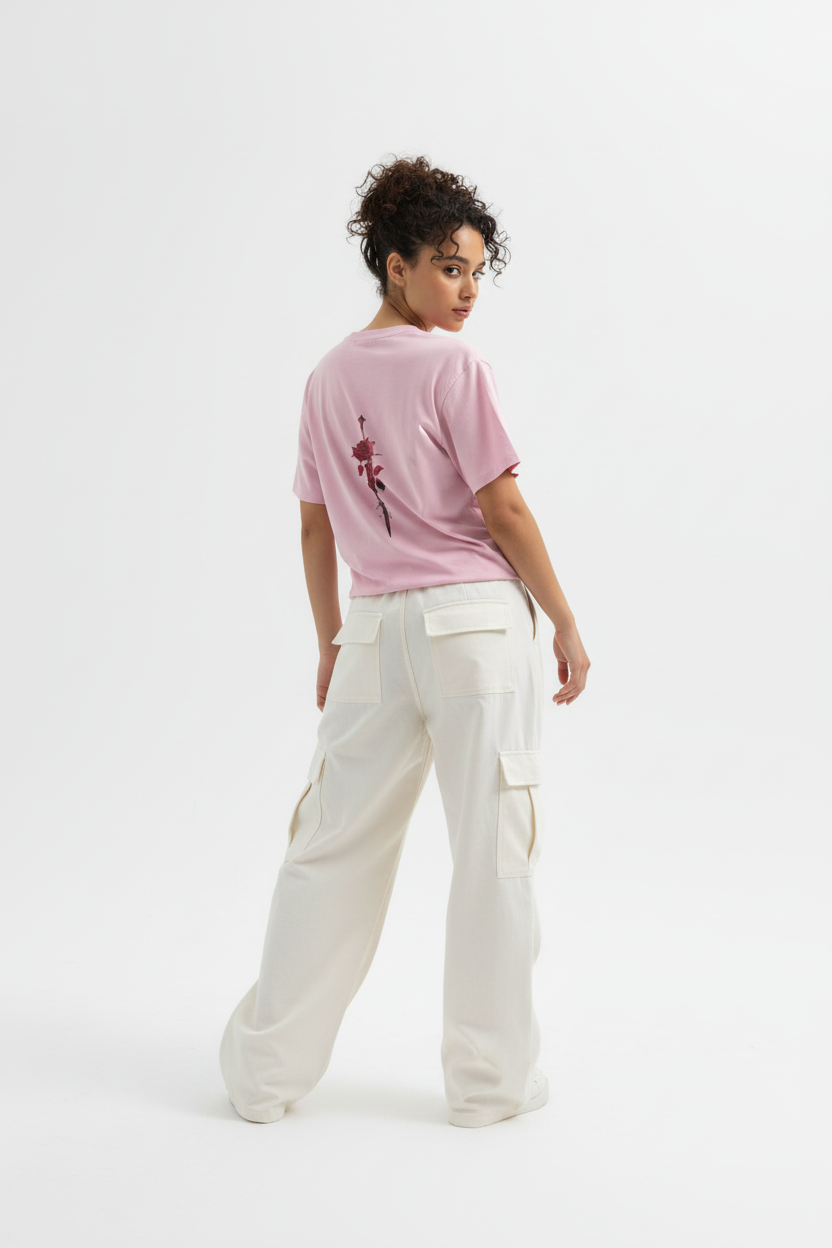 Light Baby Pink female - soft over shoulder back view