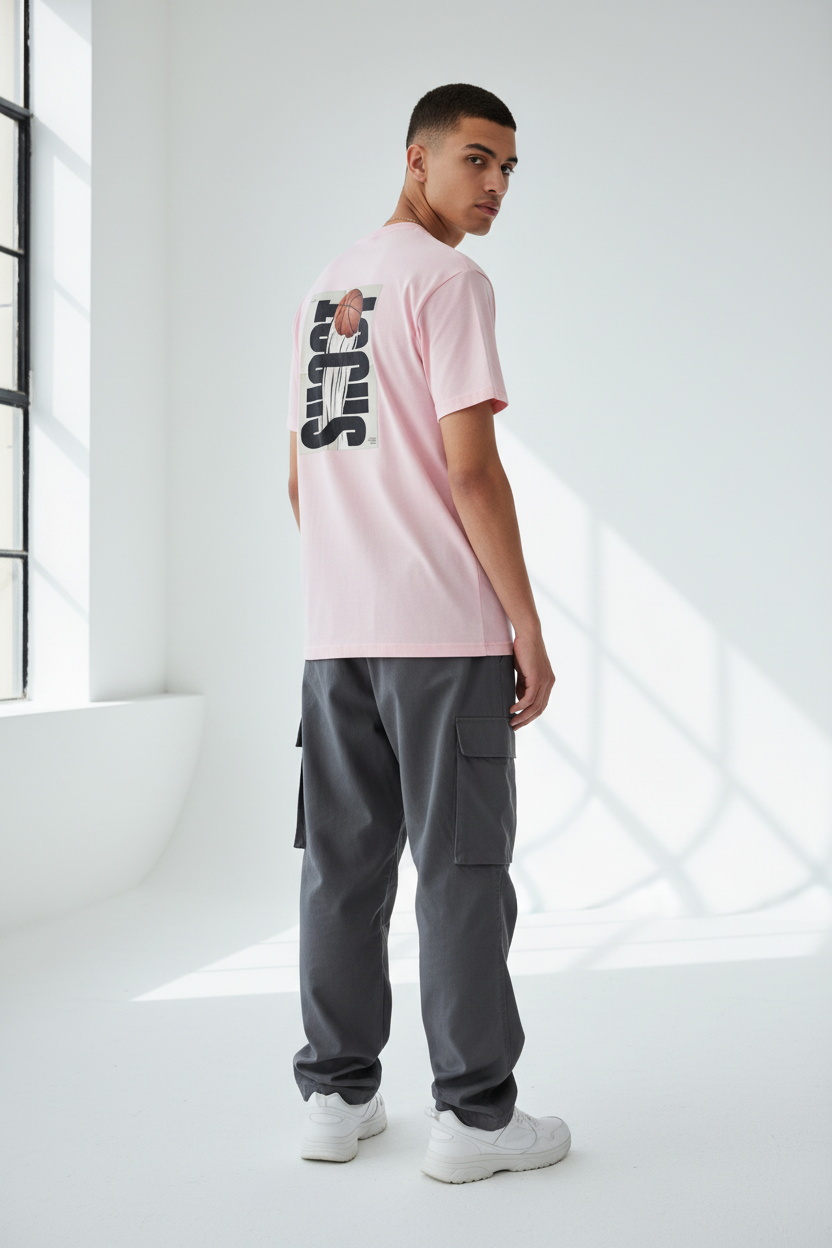 Light Baby Pink - Male Model - Back View