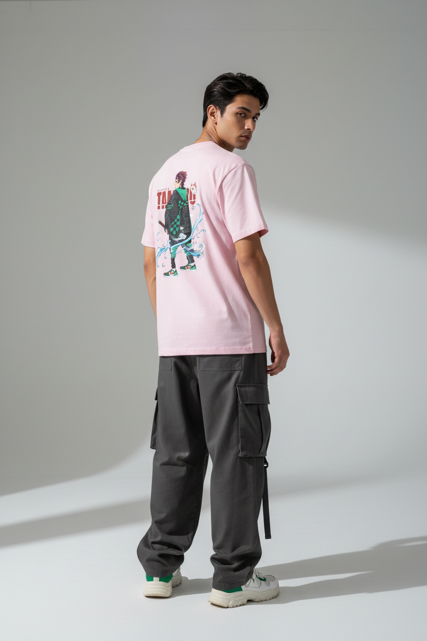 Light Baby Pink Male Model Back