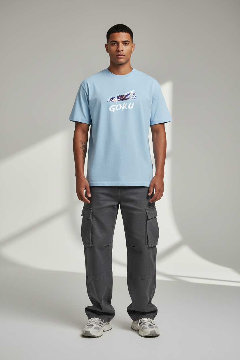 Male model - Baby Blue Goku2 T-shirt