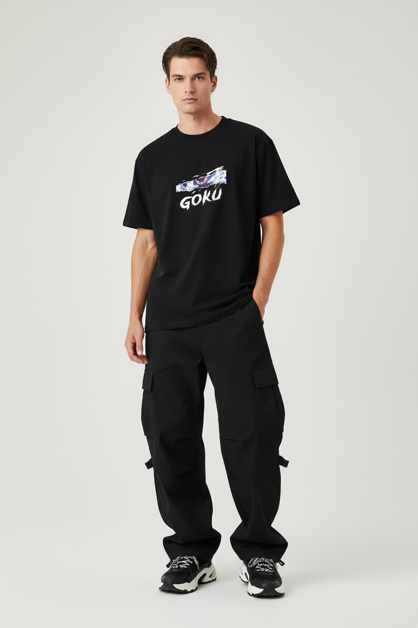 Male model - Black Goku2 T-shirt