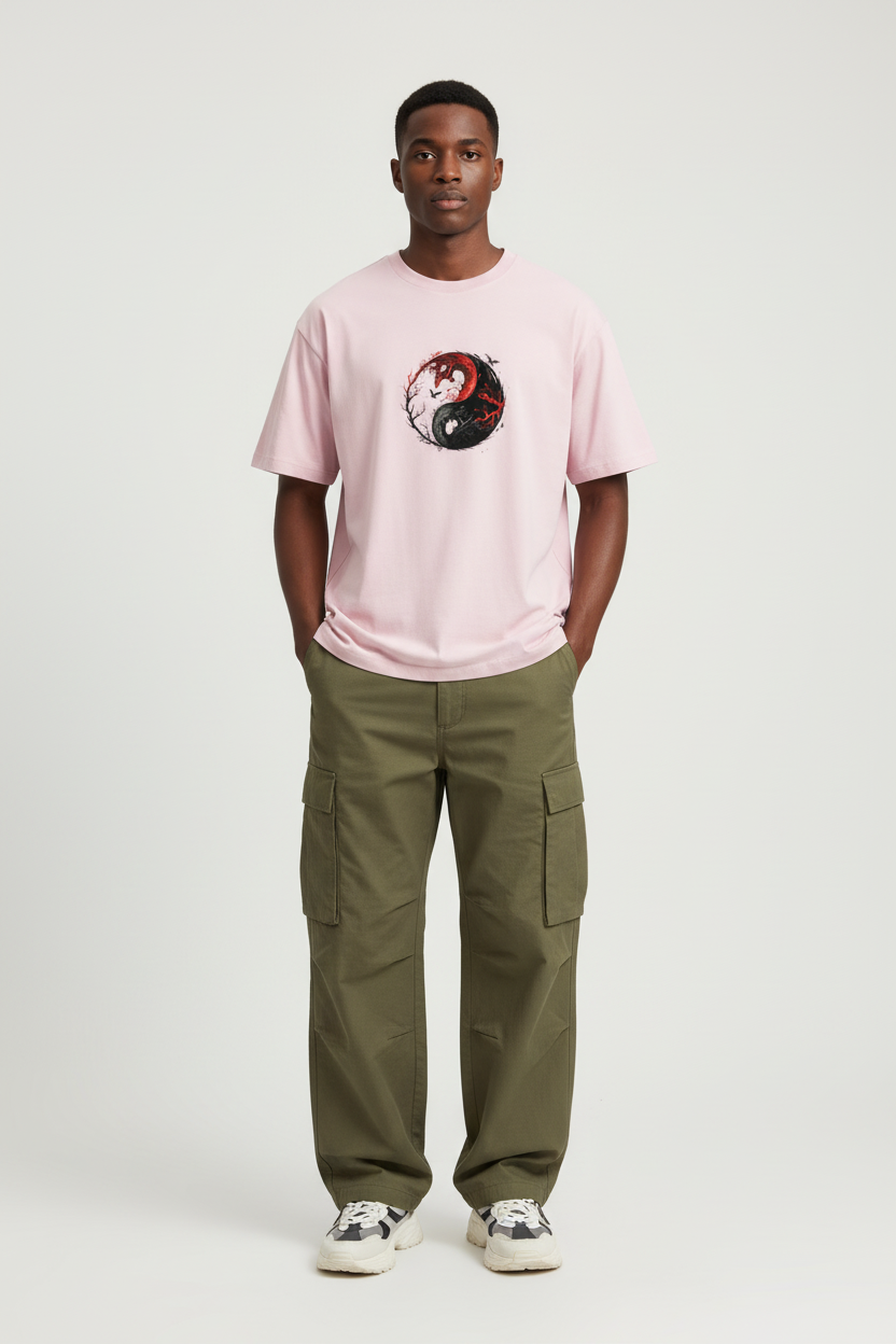 Male model - Pink Ying Yang2 T-shirt