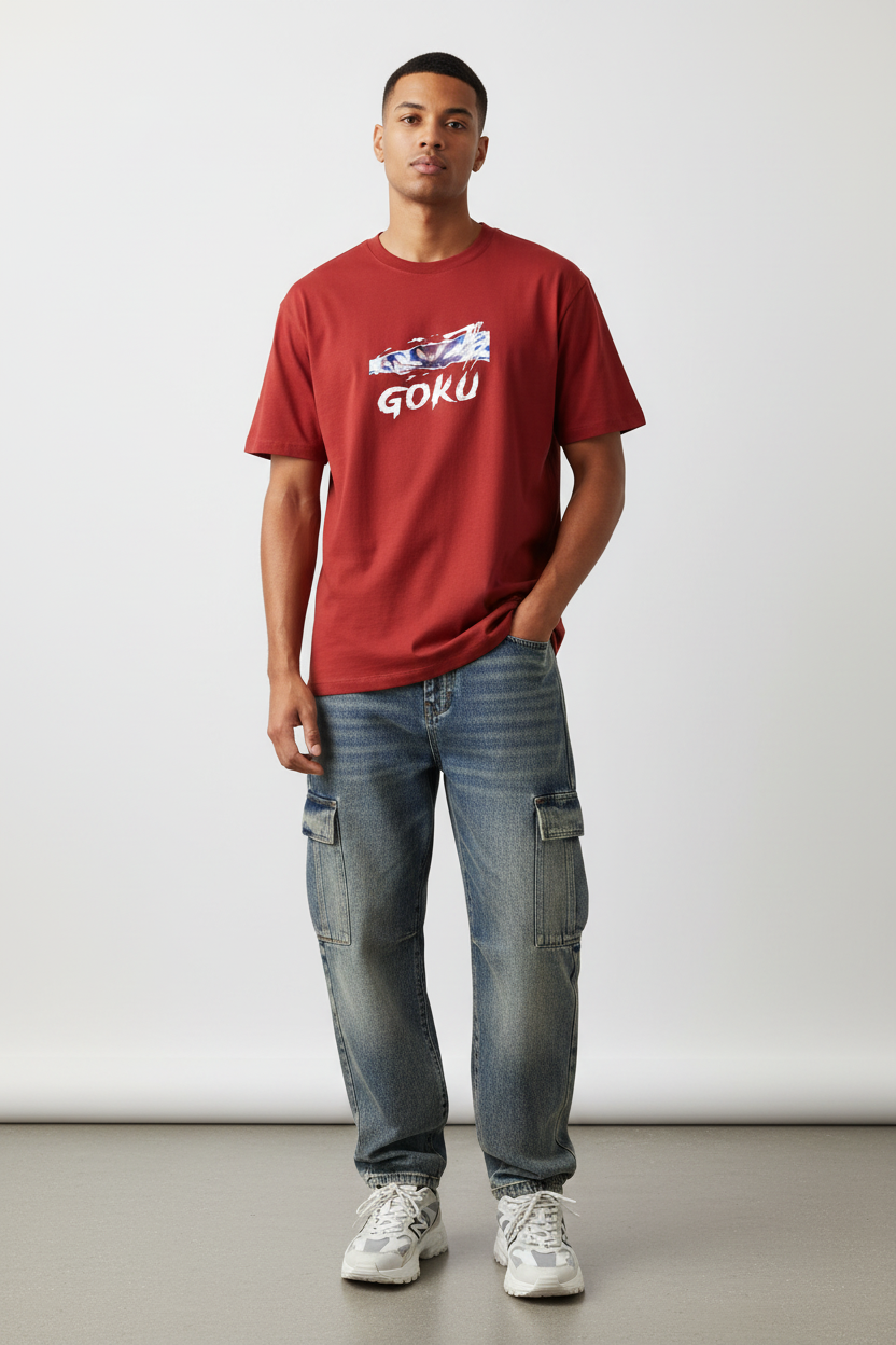 Male model - Red Goku2 T-shirt