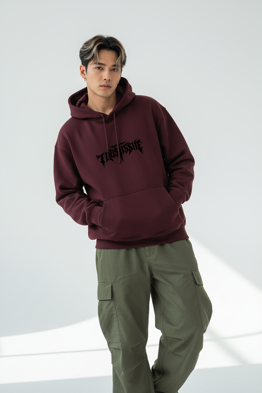 Maroon male - relaxed elegant pose