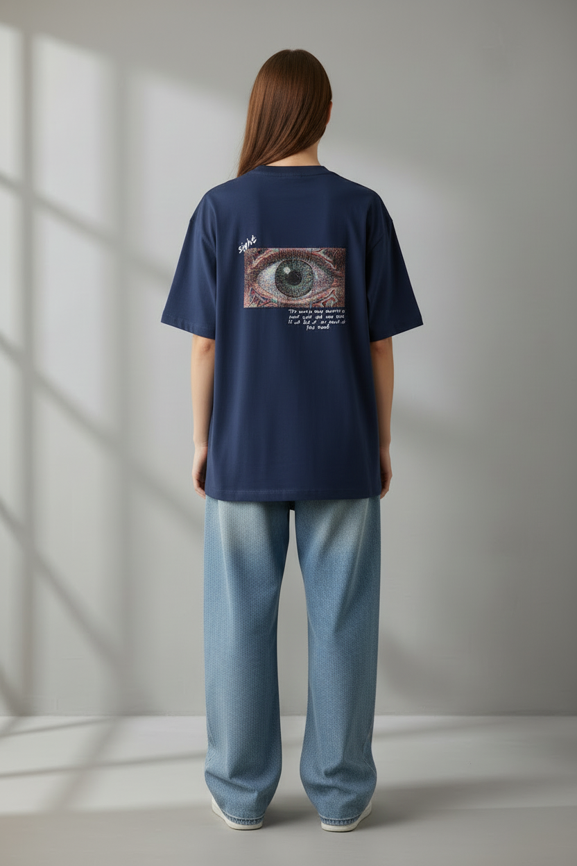 Navy Blue back view with design