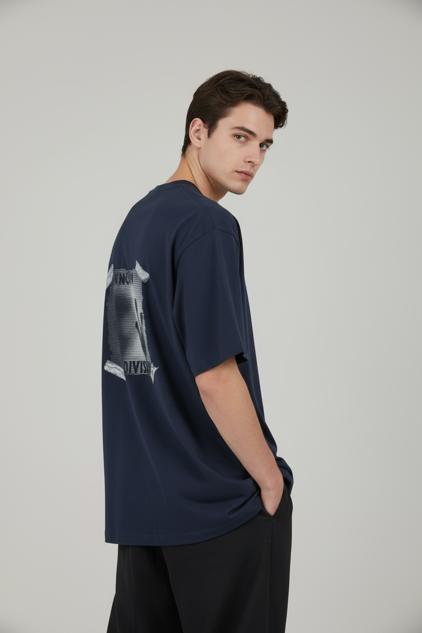 Navy Blue back view with design