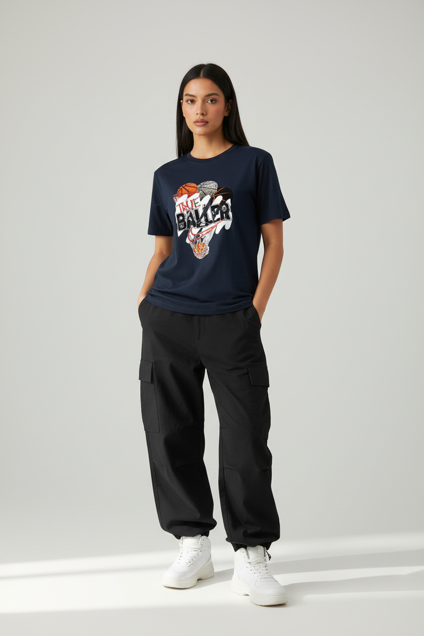 Navy Blue - Female Model Front View