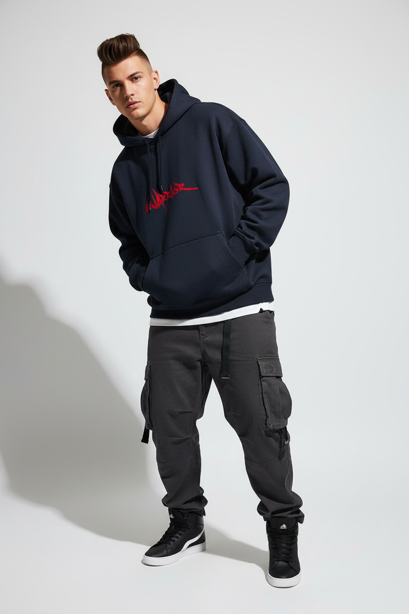 Navy Blue male - leaning cool pose