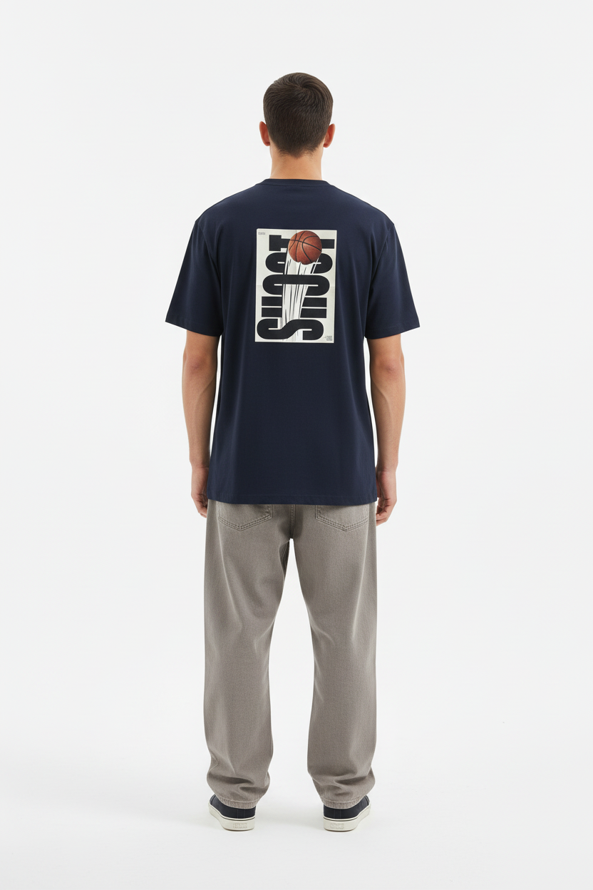 Navy Blue - Male Model - Back View