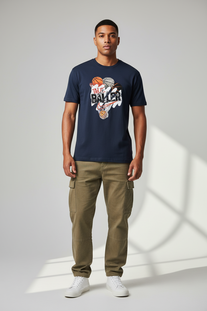 Navy Blue - Male Model Front View