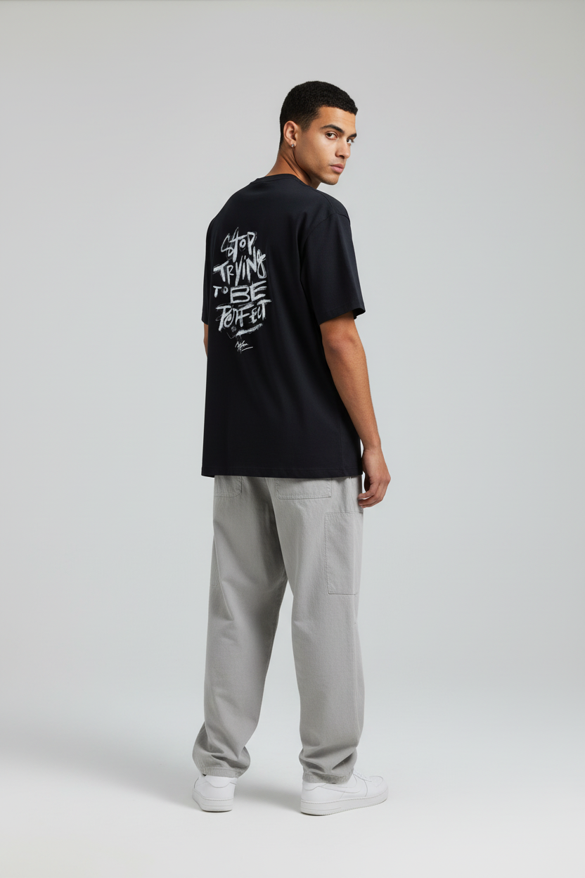 Navy Blue male over-shoulder back view