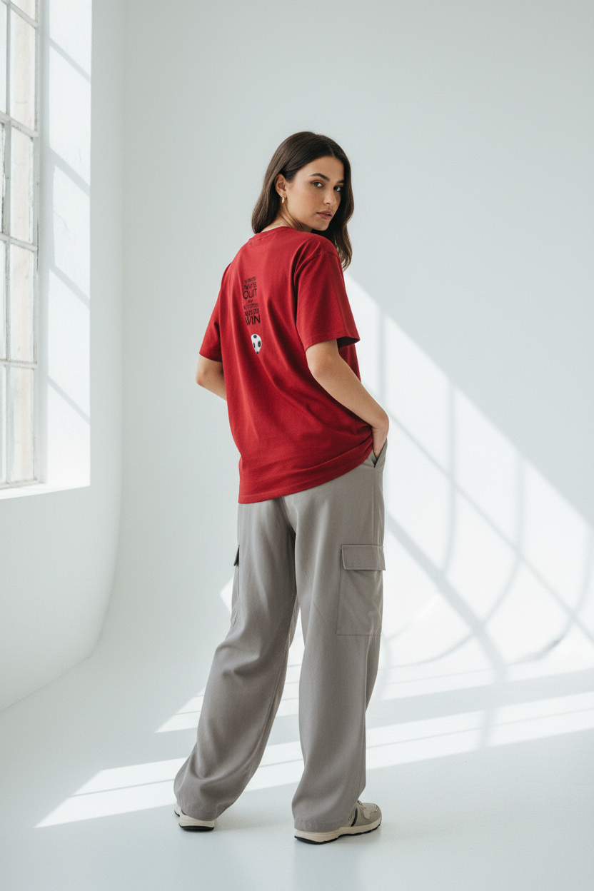 Red - Female Model Back View