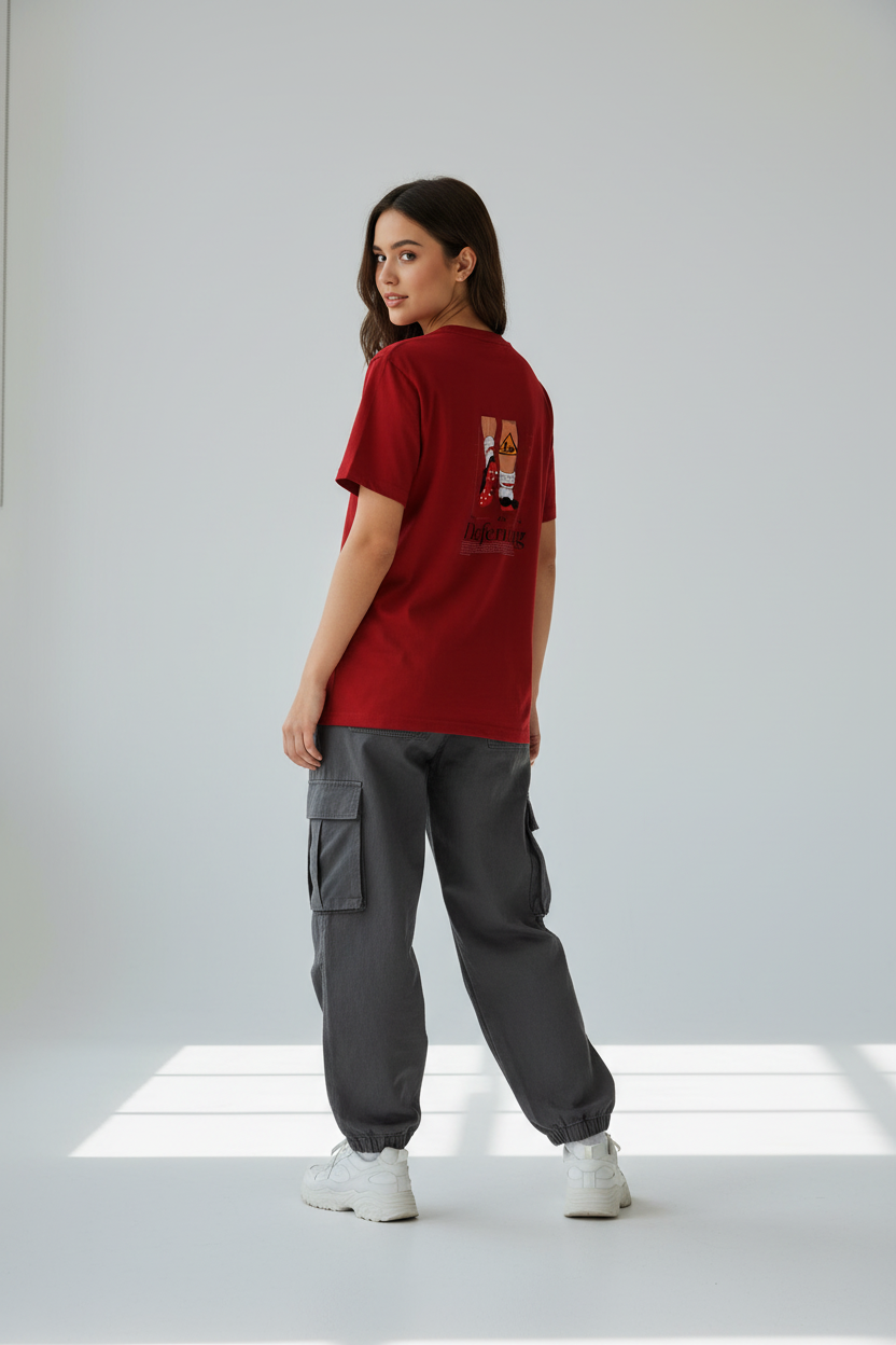 Red - Female Model Back View