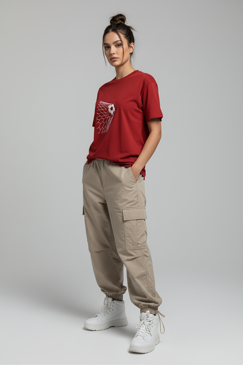 Red - Female Model Front Three-Quarter