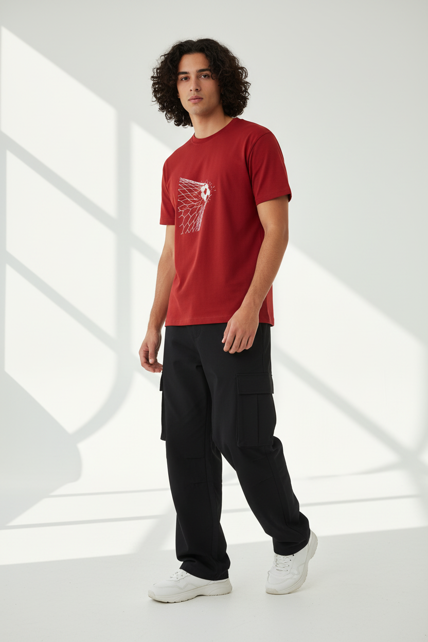 Red - Male Model Front Three-Quarter