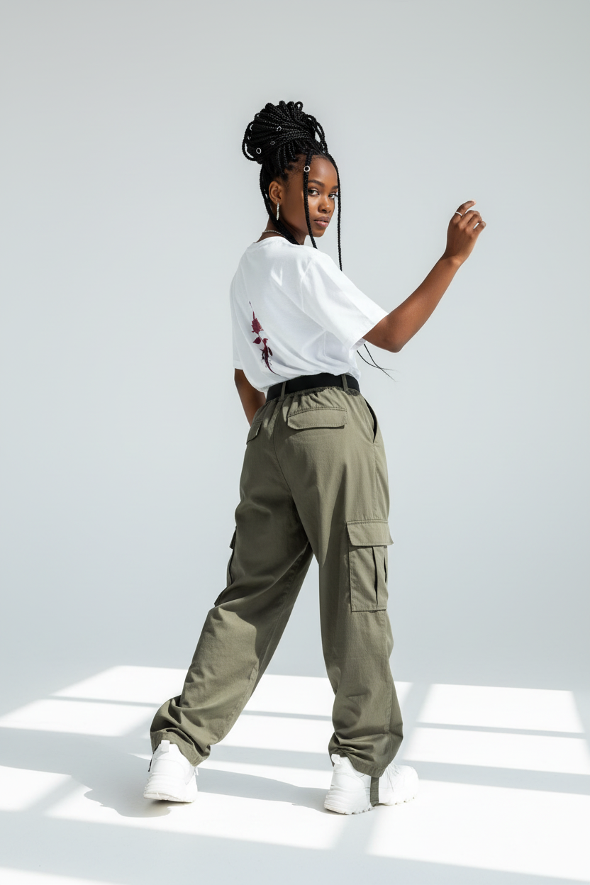 White female - graceful over shoulder back view