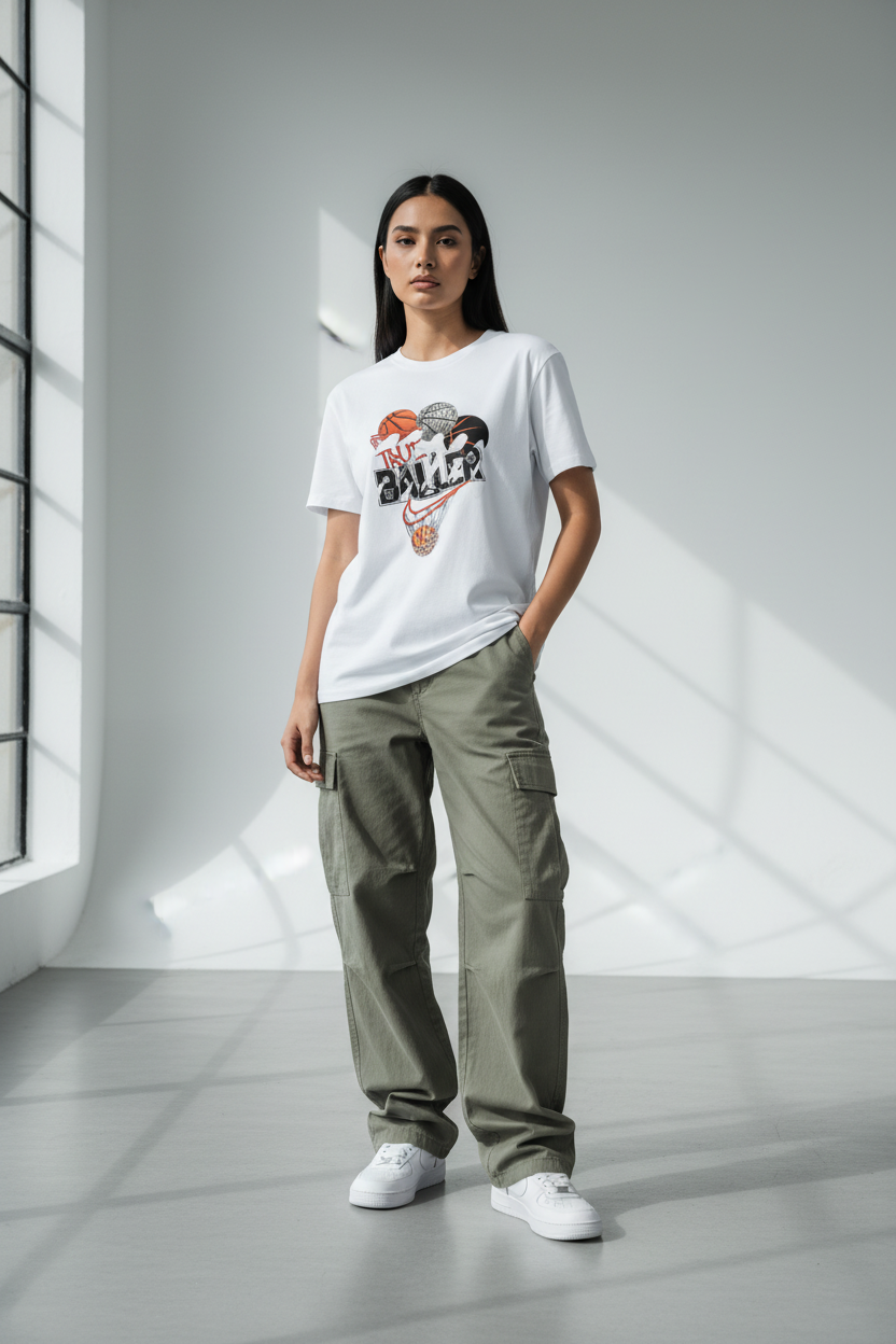 White - Female Model Front View