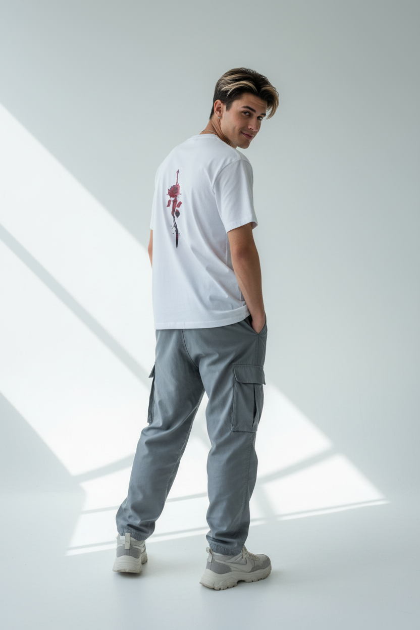 White male - over shoulder back view